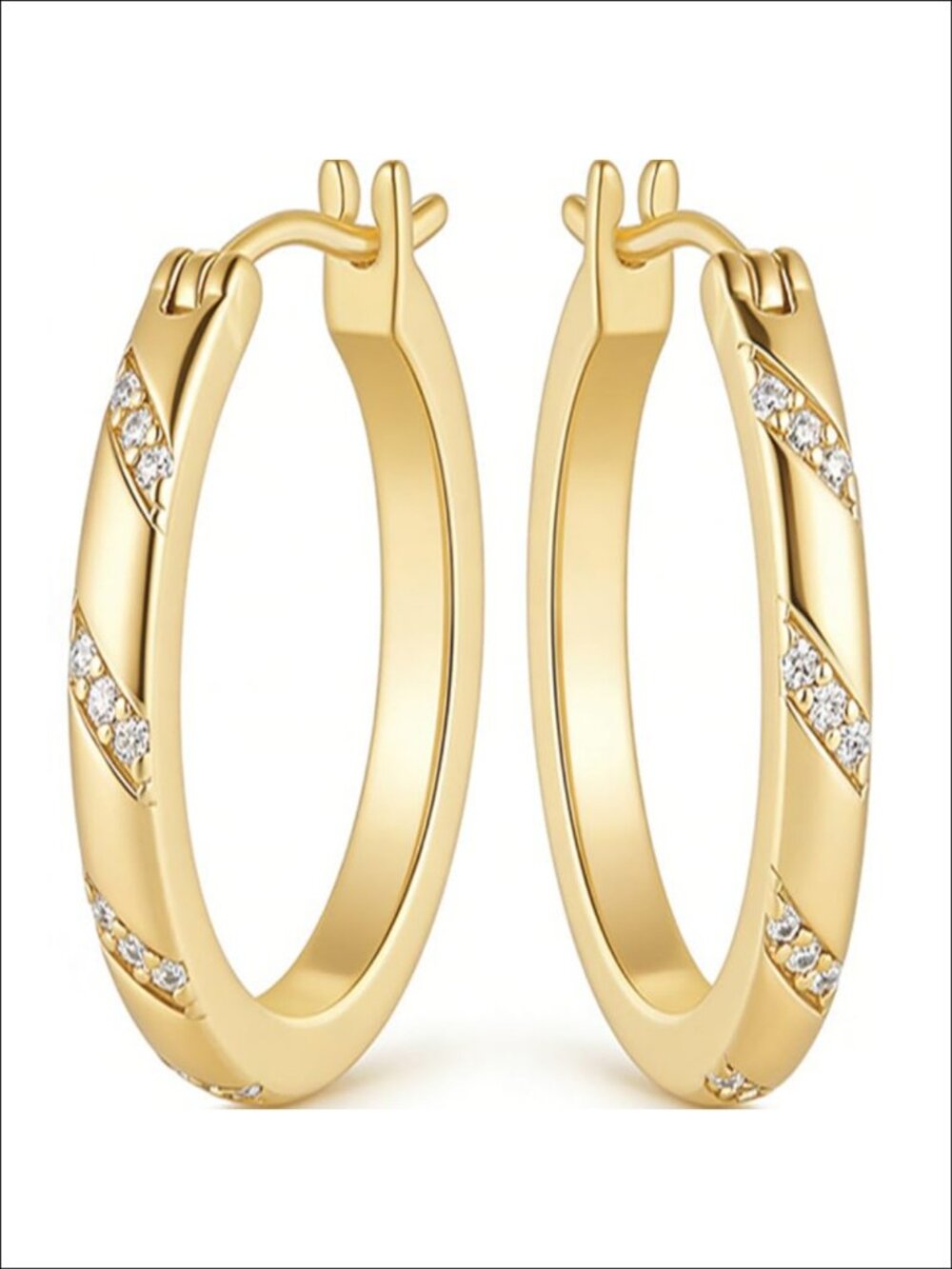 14K Gold Plated CZ Huggie Hoop Earrings Dainty Sparkling Women